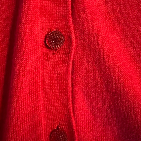 New 7th Avenue New York & Co Glitter Button V Neck L/S Cardigan Sz Small Red - Picture 3 of 8